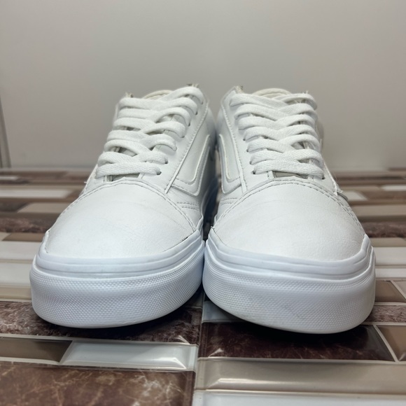 Vans Old Skool Classic Tumble Shoe white leather size 7 in women size 5.5 in men - Picture 8 of 15